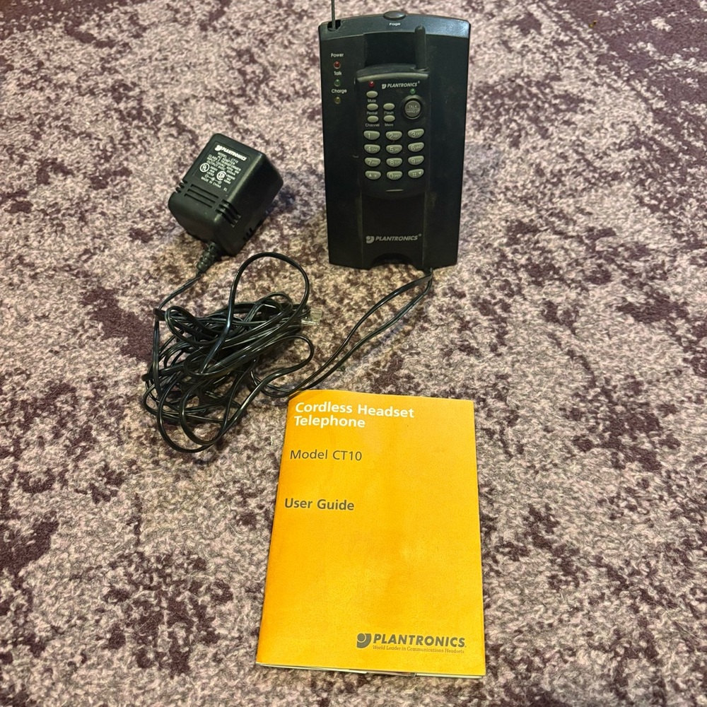 Vintage Plantronics Cordless Headset Telephone Adapter Model CT10 Retro Battery